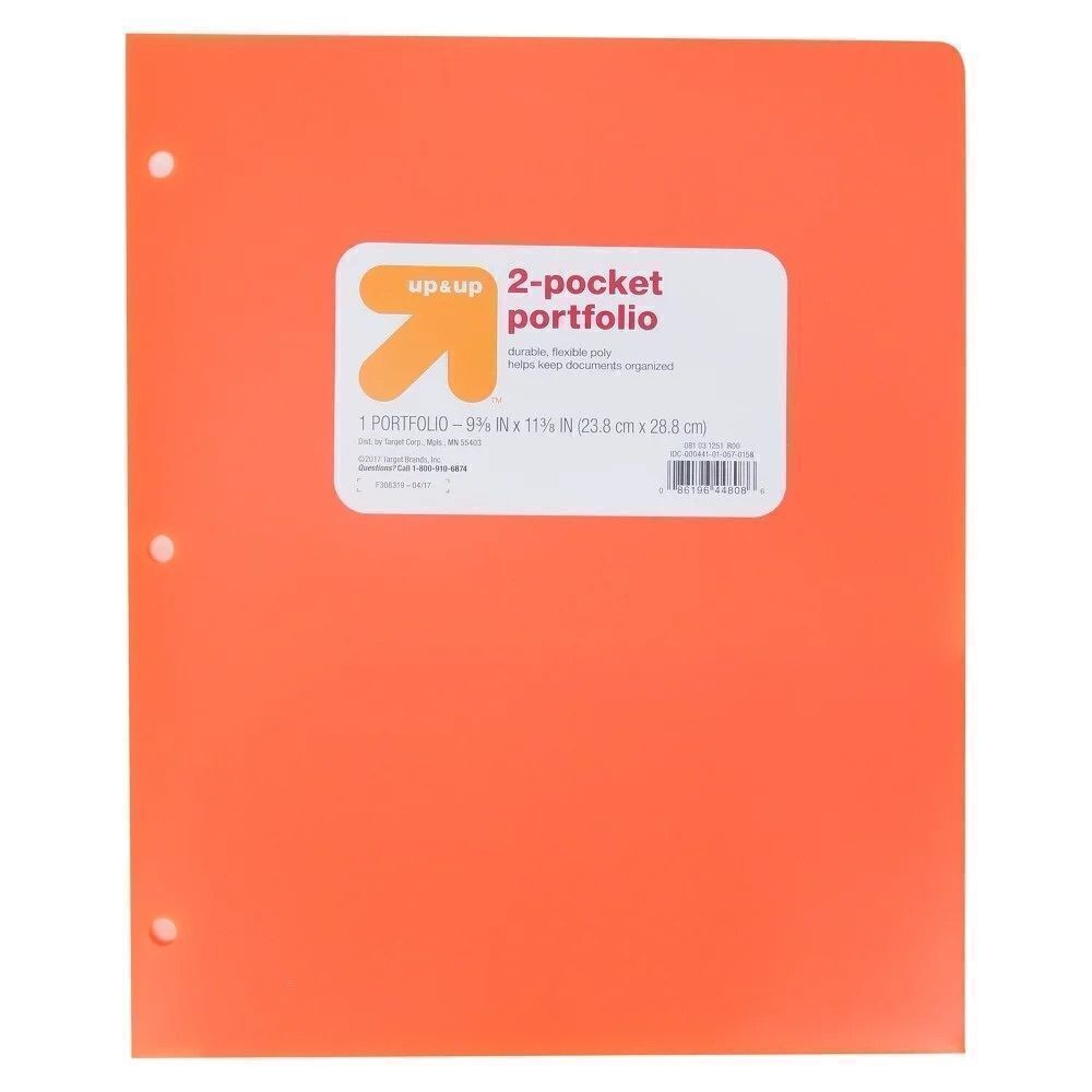 Up & Up 10Pk Pocket Portfolio Prong orange folders